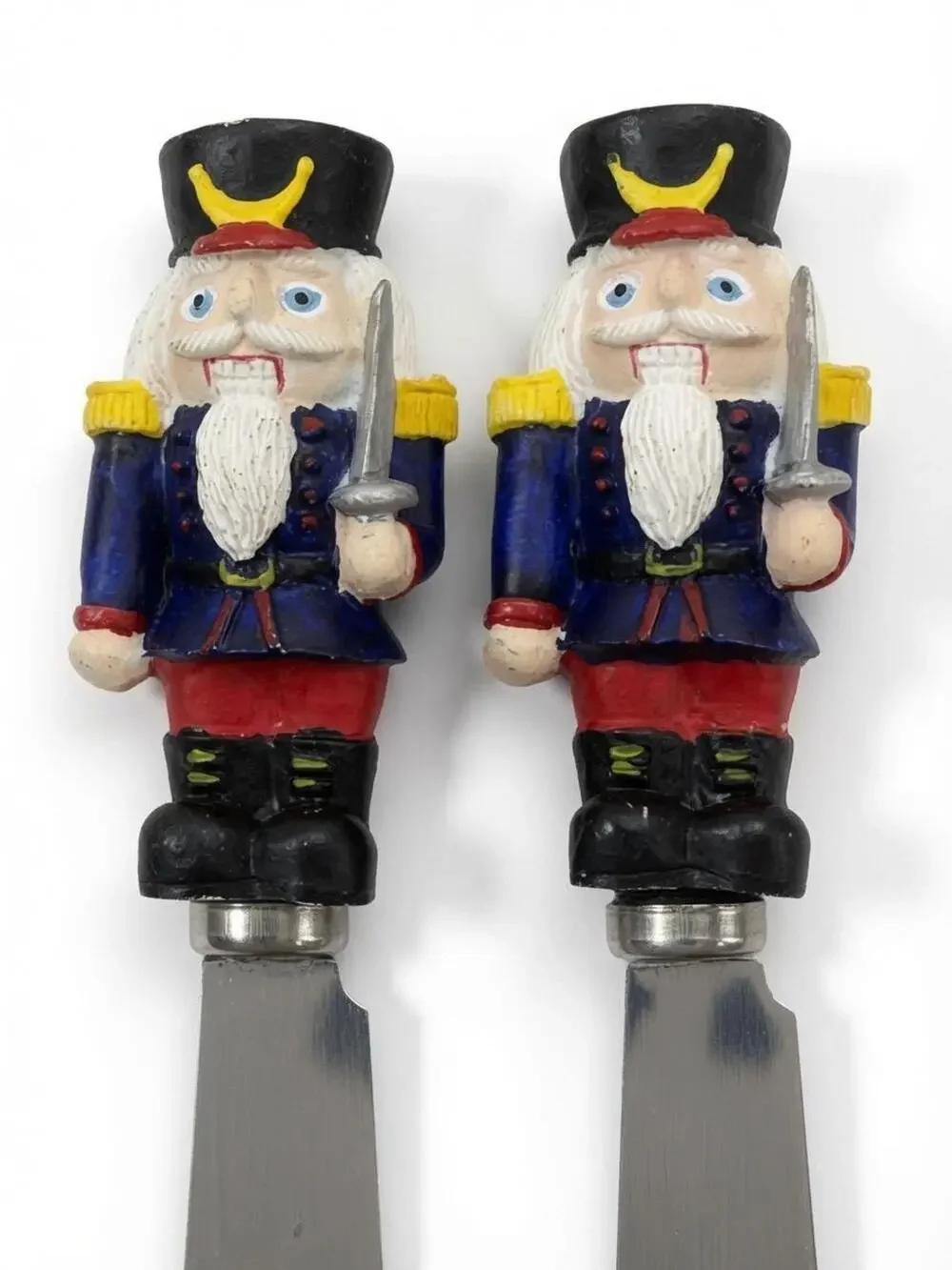 Vintage Nutcracker Cheese Knives Set of 2 Boston Warehouse Ceramic Handles